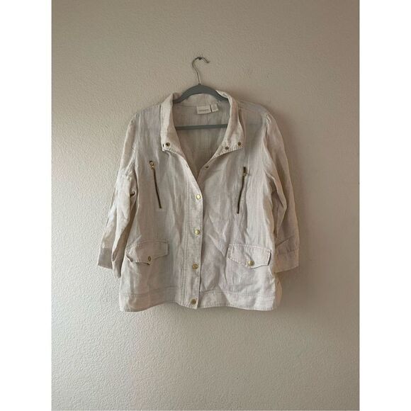 Chicos linen‎ utility jacket size 3 or size xl - Picture 1 of 7